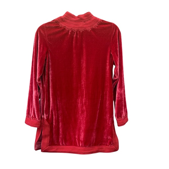 Soft Surroundings Red Velvet Embroidered Tunic Holiday - Picture 2 of 8